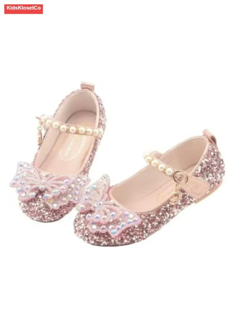 Girls Sparkle Princess Mary Jane Ballet Flats Hook Loop Dress Shoes